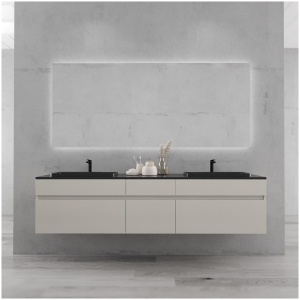 Mueble de baño DUNE 170 cm suspendido 6 cajones RAL xxx con tapa SOLID SURFACE 2 lavabos cliente - Mueble de baño MILIA 120 cm 3 cajones ( 1 cajón ropa ) con encimera SOLID SURFACE blanco lavabo dcha - Mueble de baño MILIA 90 cm fondo reducido 40 cm 2 cajones / 1 puerta  RAL xxx con encimera SOLID SURFACE blanco dcha. - Mueble de baño CLAIRE 90 cm 2 cajones / 1 puerta BLANCO con encimera SOLID SURFACE blanco lavado dcha.