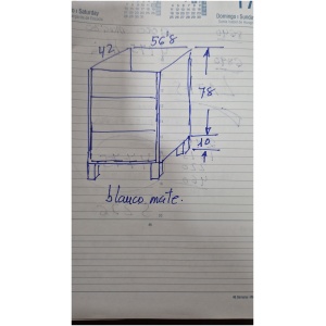 Mueble de baño CARMEN 3 cajones a suelo 56,8 cm ancho x 42 cm fondo x 88 cm alto entre paredes BLANCO MATE patas blanco - Encimera SOLID SURFACE 1 seno con agujero griferia BLANCO MATE