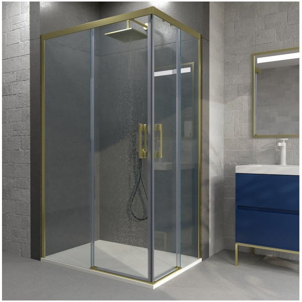 Puerta mampara de ducha lateral 82 cm Mampara ducha FLARE rectangular 2 fijos - 2 puertas 82 x 67  altura especial 182 cm NEGRO MATE