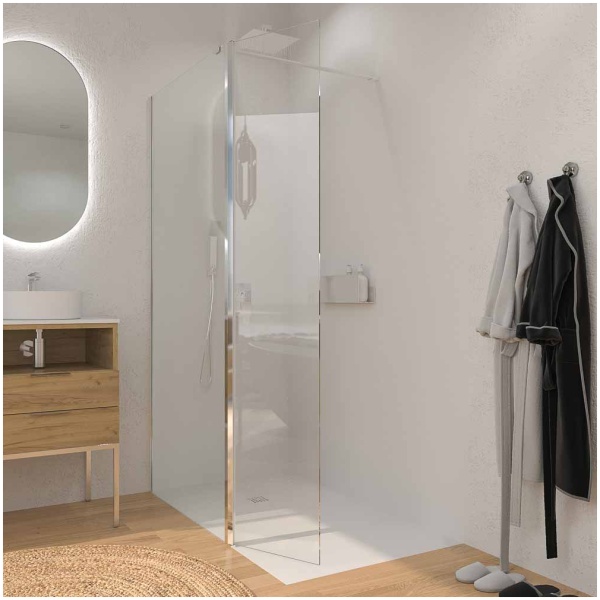 Mampara de ducha ZEN fijo + abatible 60 cm + 70 cm CROMO BRILLO con instalación