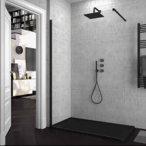 Mampara de ducha fijo ZEN ancho 96 cm  alto  200 cm NEGRO MATE
