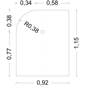 Plato de ducha CLOE  115 cm x 92 cm según plano RAL 1004