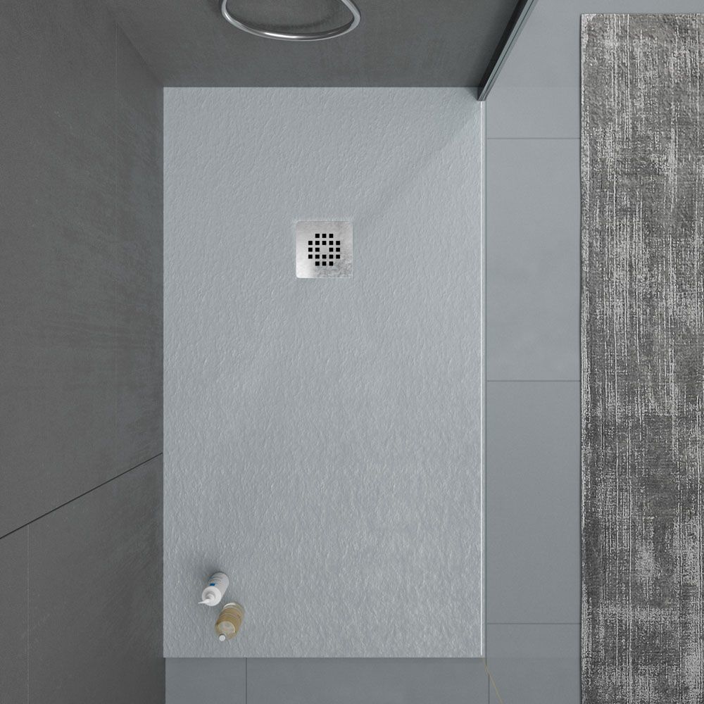 Plato ducha ONE 70x60 gris Ral 7040 - Fijo de ducha ZEN 60x170 vidrio 8 mm NEGRO - Fijo de ducha ZEN 60x210 vidrio 8 mm NEGRO