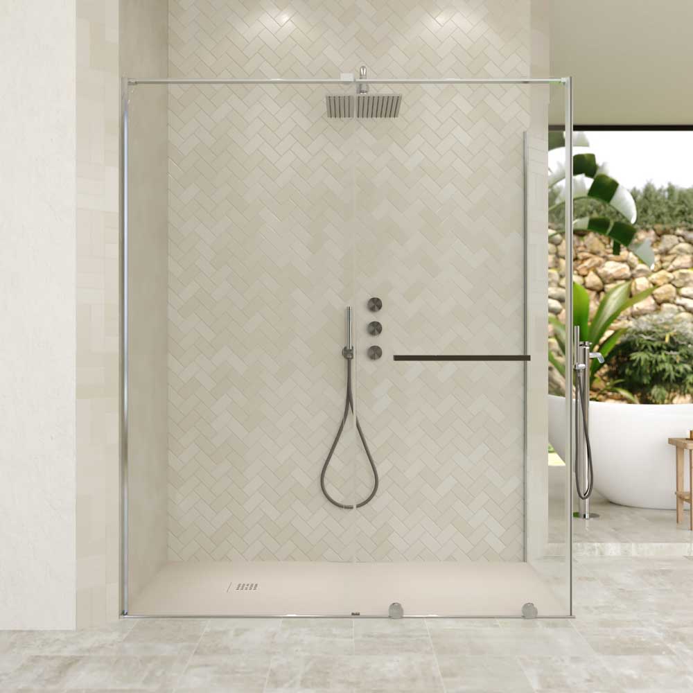 Mampara de ducha VERONA rectangular 2 fijos -1 puerta 119 cm x 80 cm CROMO BRILLO