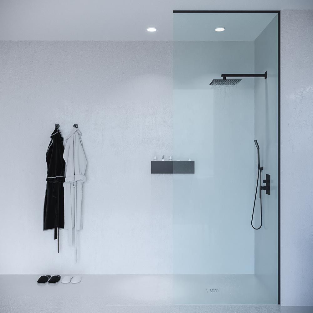 Fijo de ducha ZEN a techo medida 262 cm ancho 100 cm NEGRO MATE con instalación