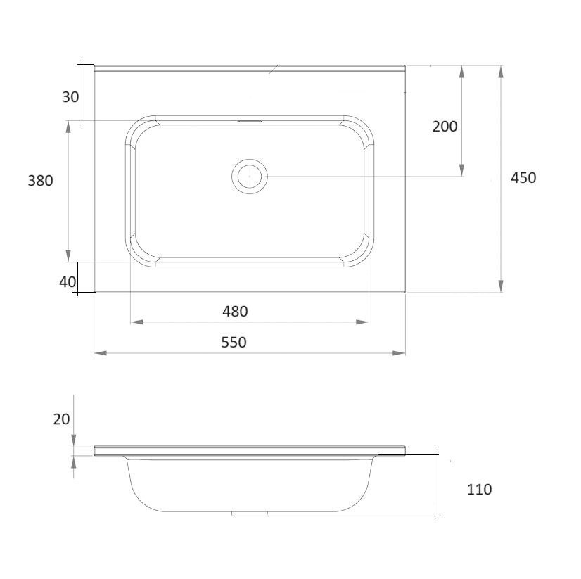 Lavatório SOLID SURFACE 55 cm x 45 cm conforme plano branco