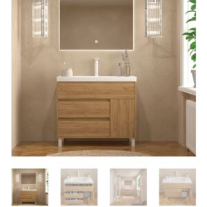 Mueble de baño CARMEN 3 cajones / 1 puerta 80 cm ROBLE CLARO sin lavabo
