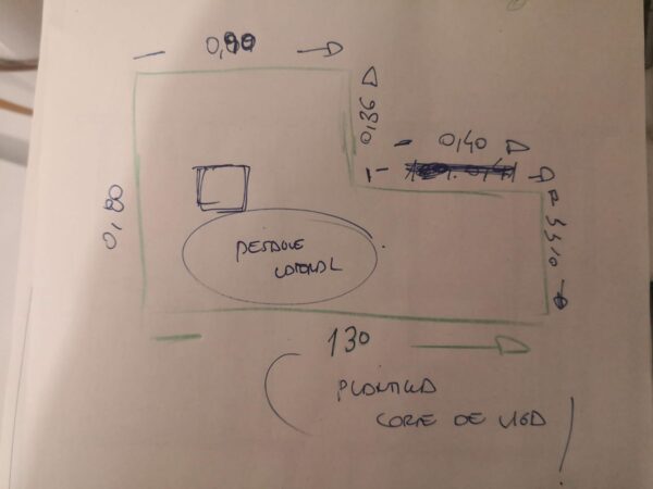 Plato de ducha ONE 130x80  LILA según plano