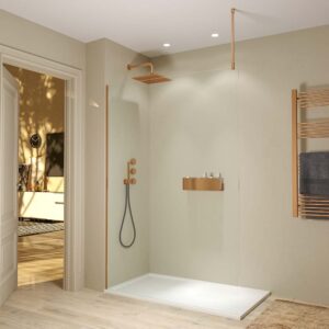 Fijo de ducha ZEN  135 cm  altura 130  cm INOX con brazo a techo