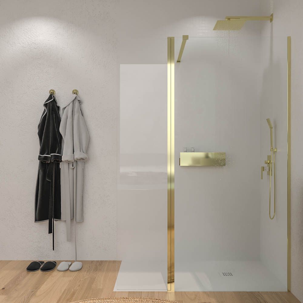 Mampara de ducha ZEN fijo + abatible 140 cm + 40 cm = 180 cm ORO MATE