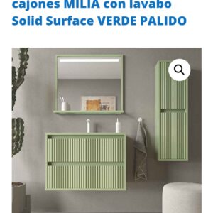 Mueble de baño MILIA suspendido 60 cm BLANCO - Lavabo TOTEM BLANCO sin agujero de griferia