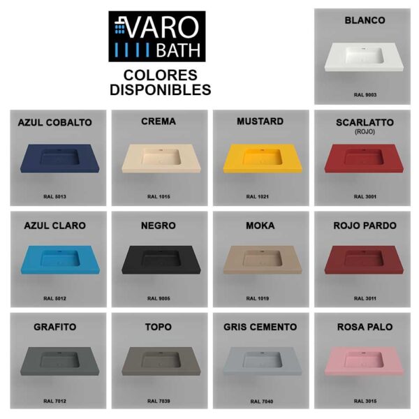 Lavabo HE 100 cm blanco mate sin agujero griferia