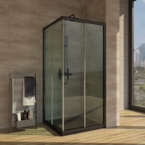 Mampara de ducha TEMPO cuadrada 2 fijos - 2 puertas correderas  80 cm x 80 cm altura especial 178 cm