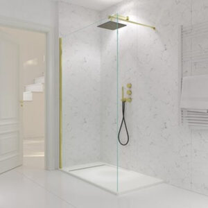 Vidrio 8 mm templado seguridad 200 cm x 80 cm  con tratamiento anti cal - Perfil en "U" acero inox