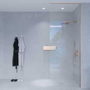 Mampara de ducha ZEN a techo  216,5 cm x  75 cm  perfil COBRE ( perfil pared L)
