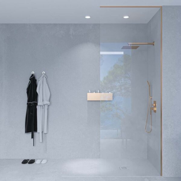 Mampara de ducha ZEN a techo  216,5 cm x  75 cm  perfil COBRE ( perfil pared L)