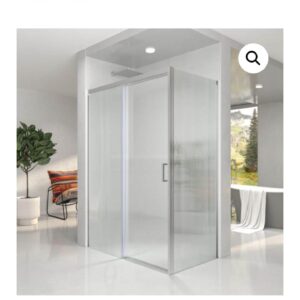 Mampara de ducha NOVUM rectangular 2 fijos - 1 puerta corredera transparente 115,5 cm x 67,5 cm ACERO INOX