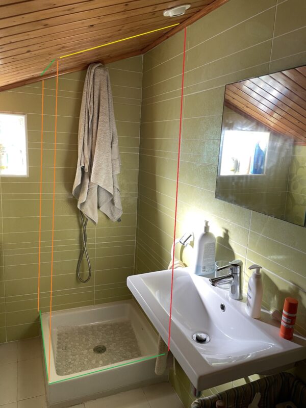 Mampara de ducha cuadrada 68 cm x 68 cm  ( 182 cm a 157 cm ) 2  puertas plegable CROMO BRILLO