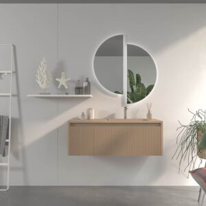 Mueble de baño BINARIO 100 cm 2 cajones  MOKA lavabo derecha con agujero griferia MOKA