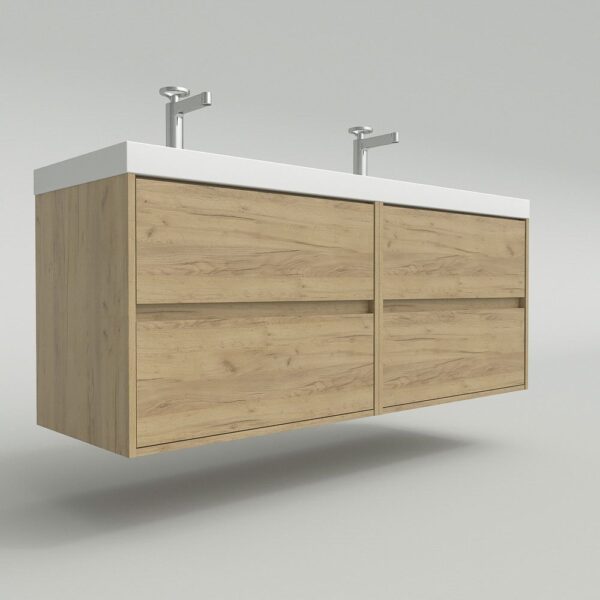 Mueble de baño CARMEN suspendido 4 cajones sin lavabo  ROBLE CLARO ( para lavabo  2 senos NOKEN de Porcelanosa )