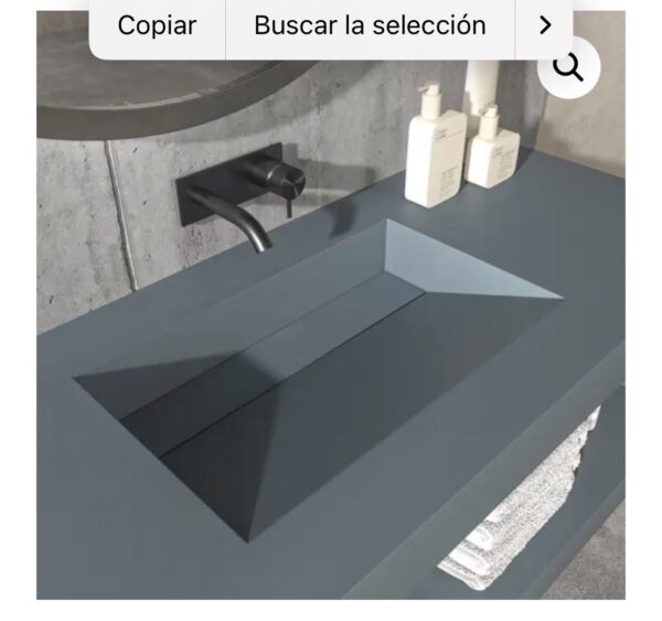 Lavabo suspendido a medida CUTE un seno centrado SOLID SURFACE . Color blanco. Medidas 100x45. Con agujero para el grifo y soportes para colgarlo