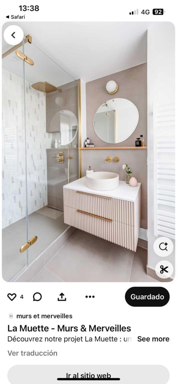 Mueble de baño MILIA suspendido 100 cm 2 cajones según plano  estructura blanco mate - frente acabado NSC 0907-880  tirador oro mate - Tapa y lavabo OSIRIS Solid surface sin agujero griferia