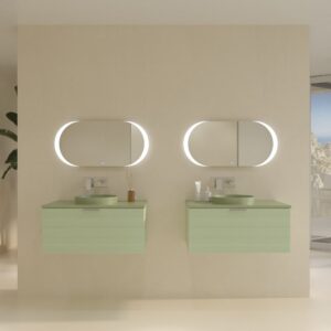 Mueble de baño HOLE suspendido 1 cajón 70 cm MOKA Ral 1019 - Encimera MOKA Ral 1019  griferia empotrada pared