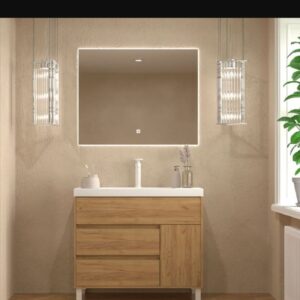 Mueble de baño CARMEN 3 cajones / 1puerta 70 cm ROBLE CLARO con encimera porcelana negro mate - Mueble de baño CARMEN 3 cajones / 1puerta 70 cm BLANCO MATE con encimera porcelana blanco mate