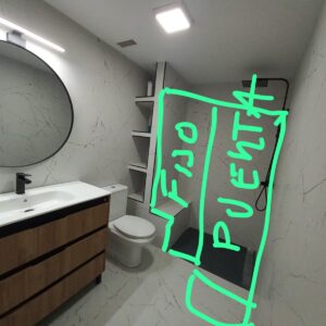 Mampara de ducha OPEN 1 fijo  - 1 puerta según plano / medidas  NEGRO con instalación  ( Pago 50 % )