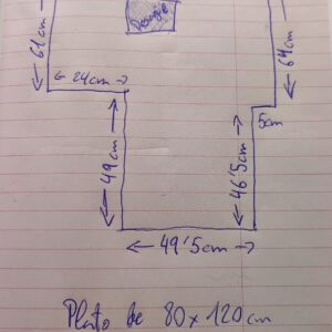Plato de ducha MYSTONE 120x80 según plano NEGRO