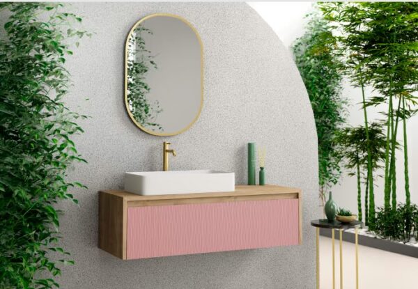Espejo eliptico 50x90 luz trasera canto oro
