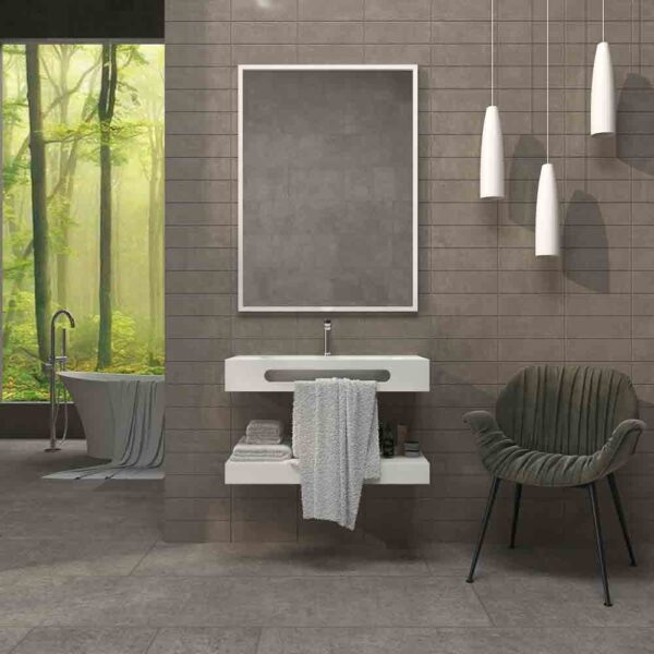 Lavabo LIDO  con toallero 91cm x44,5 cm faldón 12 cm sin agujero griferia BLANCO - Estante  71,7x69 cm x 37 cm faldón 12 cm   BLANCO
