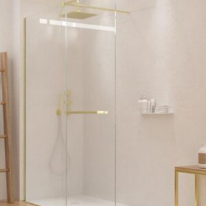Mampara de ducha ZEN 160 cm ORO BRILLO serigrafia TROP oro brillo  - Fijo de ducha ZEN  160 cm CROMO serigrafia TROP