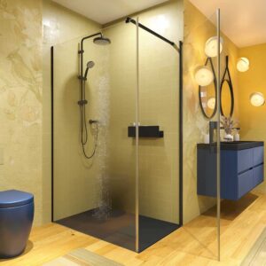 Mampara de ducha OPEN rectangular 1 fijo 50 cm + 1 puerta abatible 57,5 cm BLANCO MATE