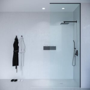 Mampara de ducha ZEN a techo  243 cm  x  120 cm vidrio 8 mm NEGRO MATE