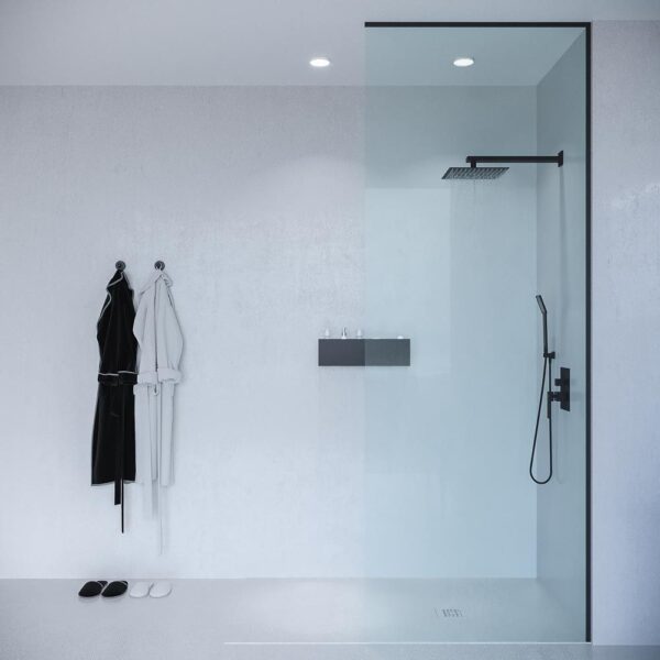 Mampara de ducha ZEN a techo  243 cm  x  120 cm vidrio 8 mm NEGRO MATE
