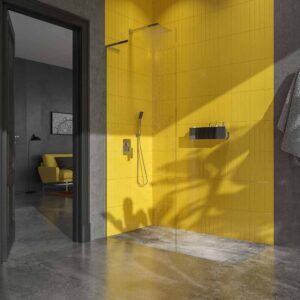 Mampara de ducha FLARE rectangular 2 fijos - 1 puerta  118,7 cm x 78,7 cm CROMO  - Mampara fijo ZEN sin brazo seguridad 140 cm INOX