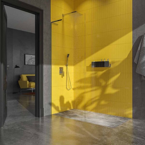 Mampara de ducha FLARE rectangular 2 fijos - 1 puerta  118,7 cm x 78,7 cm CROMO  - Mampara fijo ZEN sin brazo seguridad 140 cm INOX