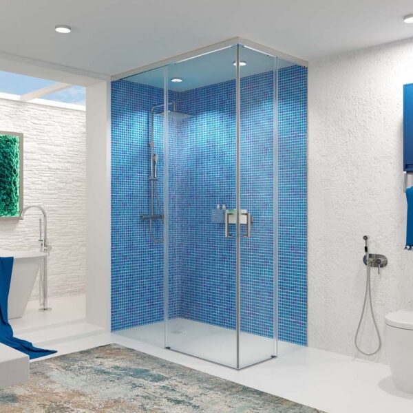 Mampara de ducha TECH HIGH  131,5 cm x 90 cm  acero inox  con instalación  - Mampara de ducha TECH HIGH 149 cm x 90 cm  acero inox  con instalación
