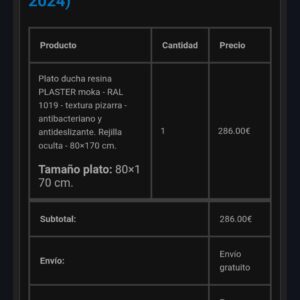 Rejilla plato de ducha PLASTER moka