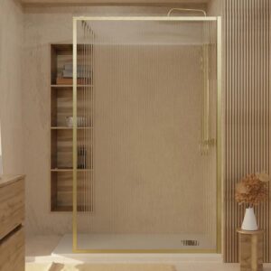 Mampara de ducha ZEN  fijo  100 cm x 200 cm enmarcado ( perfil 30 mm) ORO ROSA vidrio acanalado  + perfil 30mm ( 60 cm )