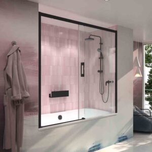 Puerta mampara de ducha FLARE bañera  medida 155,5 cm