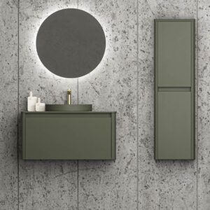 Mueble de baño FUSE suspendido 1 cajón 90 cm BURDEOS ral 4004 - Encimera Solid Surface BURDEOS ral 4004