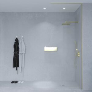 Mampara de ducha Zen a techo  228,5 cm x 90 cm  oro cepillado con instalación