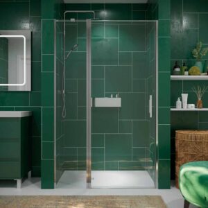 Mampara de ducha OPEN frontal 1 fijo - 1 puerta abatible 140 cm ( fijo 60 cm + puerta 80 cm ) cromo