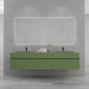 Mueble de baño DUNE 170 cm ( 70+30+70) 6 cajones sin lavabo acabado RAL 6025 verde helecho