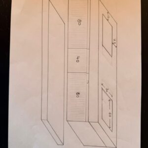 Mueble de baño NIC 3 cajones 200 cm  color madera a elegir  según plano   con balda inferior - Encimera Solid Surface 200 cm 2 senos ( 60 cm ) acabado ral 7039