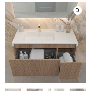 Mueble de baño BINARIO  2 cajones  roble frances oscuro - Encimera solid surface blanco agujero griferia- grifo lavabo milos negro/oro rosa cepillado - grifo lavabo bide milos negro / oro rosa cepillado - columna de ducha milos negro/oro rosa cepillado - Plato ducha Plaster 80x120 blanco -  Fijo ducha zen 120 cm negro / oro rosa cepillado brazo seguridad - Espejo de baño ORION 80x100 con antivaho - Valvula click clack oro rosa cepillado ( 2 uds )